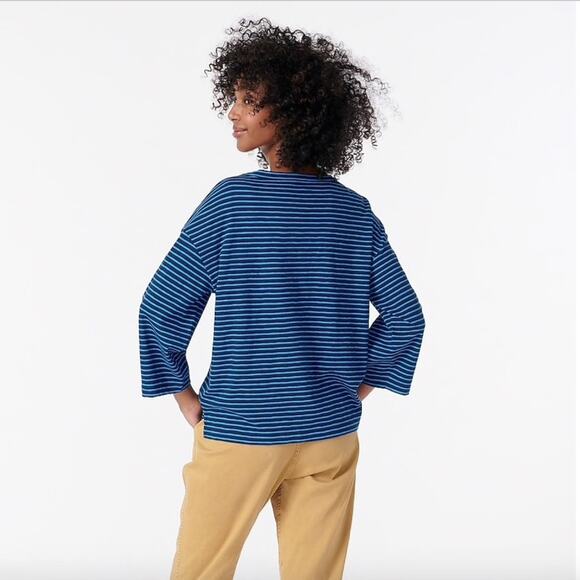 NWT J. Crew Blue Stripe W/ Embroidered "Avec Amour" T-shirt - SIZE S - Picture 9 of 10